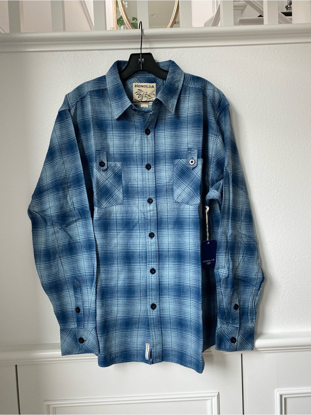 Honolua Men's Blue Plaid Button-Down Shirt / Surf Flannel (vintage/rare)